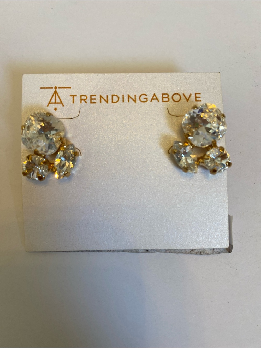 TrendingAbove Clear Crystal Gold Cluster Stud Earrings